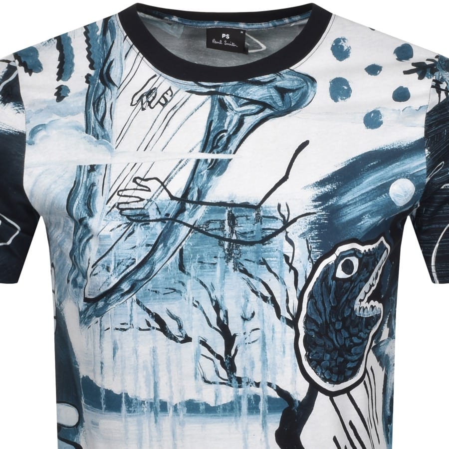 Alternative Image for ProductPS By Paul Smith Pulp Print T Shirt Blue2